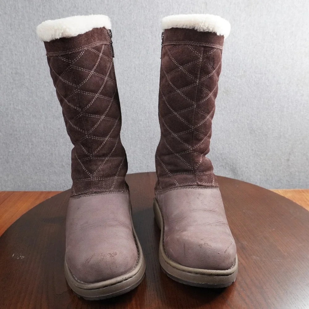 Chaco Arbora Boots Women's‎ 6 Brown Leather Quilted Shearling Waterproof Winter